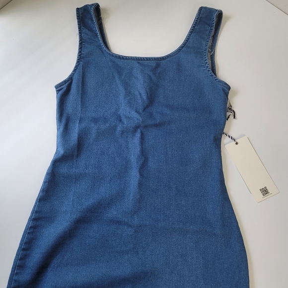 NWT iris chambray stretch denim mini dress contour bodycon 90s Vintage - Picture 3 of 10
